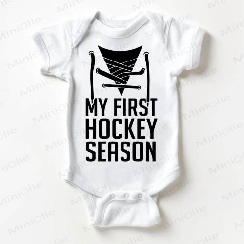 MY FIRST HOCKEY SEASON Baby White Bodysuit