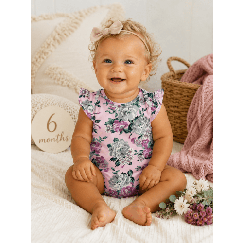 Ruffle Sleeve Bodysuit, Blissful Blossoms – SpearmintLOVE
