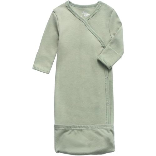 O2 BABY 100% Organic Cotton Kimono Gown with Mittens & Fold-Over Pouch