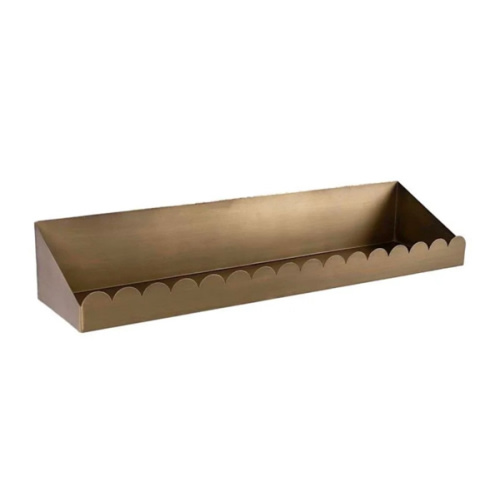 Scalloped Gold Metal Wall Shelf, 27"