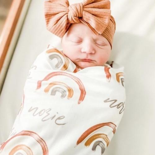 Cannon's Earthy Rainbow Personalized Swaddle Blanket | Caden Lane