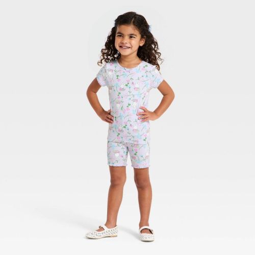 Toddler Girls' 2pc Miffy Pointelle Ribbed T-Shirt & Shorts Set - Purple 18M