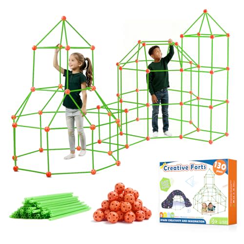 Tiny Land Fort Building Kit for Kids Ages 4-12, STEM Building Toy | 86 Rods & 44 Balls, Build Forts, Tunnels & Castles, Indoor/Outdoor Play, Storage Bag, STEM Gift for Kids