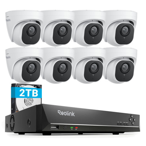Reolink 8CH NVR 5MP PoE Security Camera System Home - 1x 8CH NVR + 3x 520A