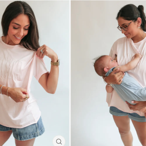 Relaxed Fit Zip Breastfeeding Tee | Movemama Nursing Apparel