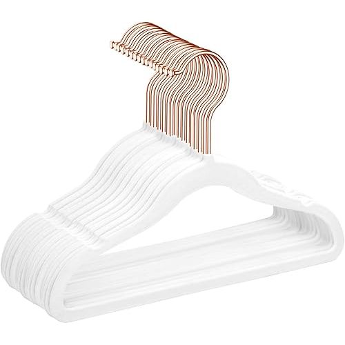 MIZGI Baby Velvet Hangers,Non-Slip Kids & Toddler Hangers,11.8 Inch Hangers for Baby Clothes,Pack of 50(White)