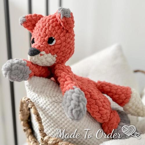 Crochet Fox Snuggle Buddy: Handmade Plush Lovey (15")