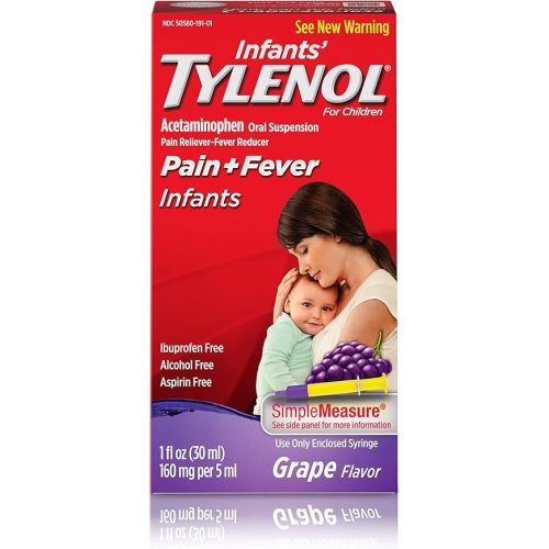 Infants’ Tylenol Dye Free Acetaminophen, Free of Alcohol, Aspirin and Ibuprofen, Oral Suspension, Pain Relief, Fever Reducer, Includes SimpleMeasure Dosing Syringe, Cherry Flavor, 2 Fl Oz