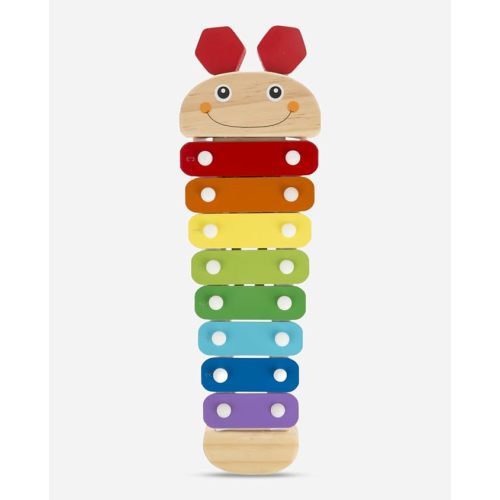 Melissa & Doug Caterpillar Xylophone Musical Toy with Wooden Mallets 15.25" x 6.5" x 1.5", Blue
