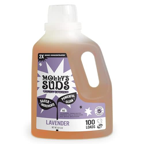 Molly's Suds Liquid Laundry Detergent | Clean Laundry Detergent Soap for Sensitive Skin | 2x Concentrated, High Efficiency (HE) | Lavender - 100 Loads