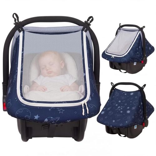 Baby Car Seat Cover with Breathable Mesh Window Infant Car Seat Canopy