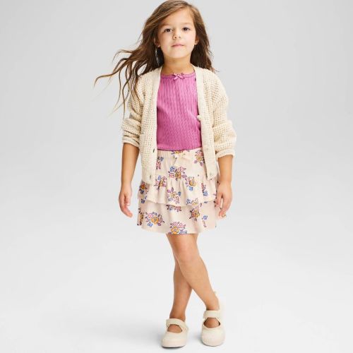 Toddler Girls' Floral Skort - Cat & Jack™ Cream 18M