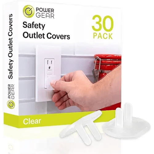 Power Gear Child Safety Electrical Outlet Covers, Tamper‑Resistant Plug Protectors for Standard Wall Outlets, Baby‑Proof & Child‑Proof Safety Caps, Clear, 30 Pack, 51175