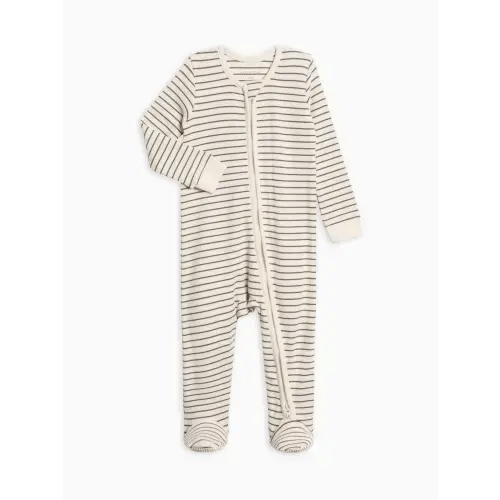 Kit Ribbed Zipper Sleeper [Olive Stripe]