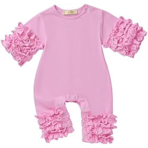 Bow Dream Newborn Baby Girl Coming Home Outfit Ruffle Romper Cute Knit Jumpsuit Long Sleeve Clothes