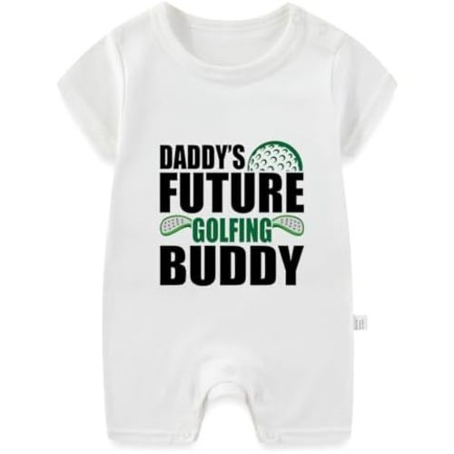 Daddy's Future Golfing Buddy Bodysuit, Funny Golf Infant Outfit for Boys Girls, Unisex Cotton Short Sleeve Clothes