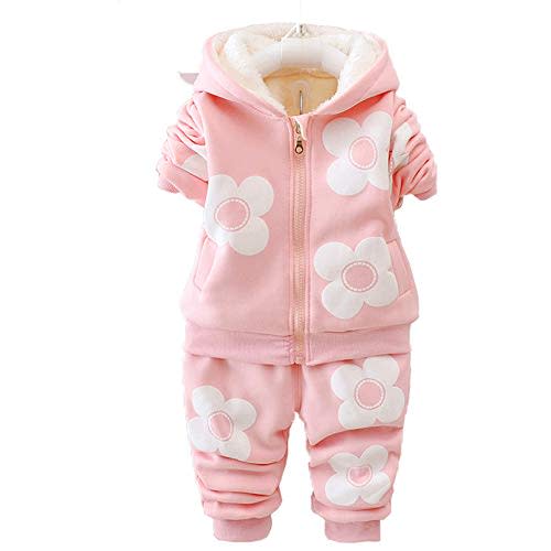 Yao Spring and Autumn Winter Fleece Flowers Warm Girls 2 Piece Set