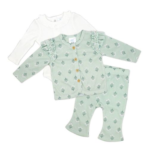Baby Mode Girls 3 Piece Sage Bell Pants and Jacket Set