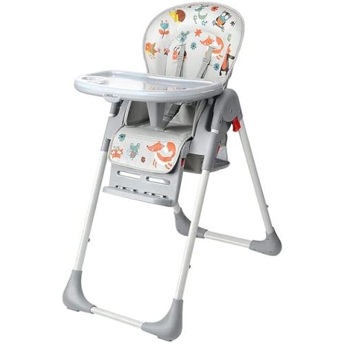 3-in-1 Baby High Chair, LIVINGbasics Foldable Dining Booster Seat with Storage Basket, 6-Position Adjustable Seat Height, 3-Position Adjustable Food Tray
