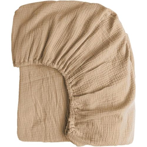 100% Muslin Cotton Tan Fitted Sheet Twin Only with 16" Deep Pocket