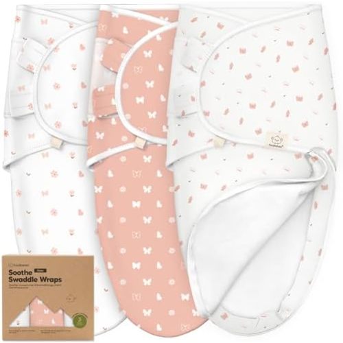 Newborn Swaddles with Zippers, 3pk Baby Swaddle (Butterflies, 0-3M)