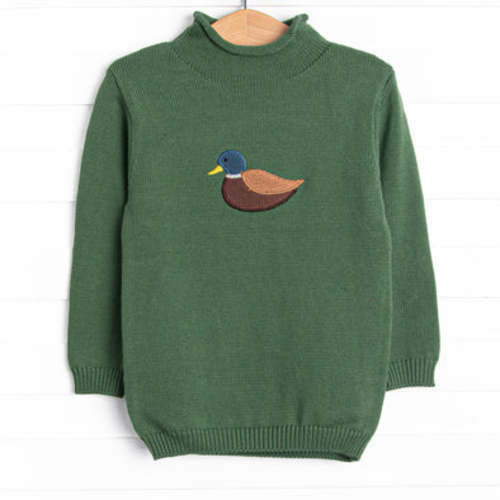 Rolled Neck Mallard Sweater, Green – Stitchy Fish