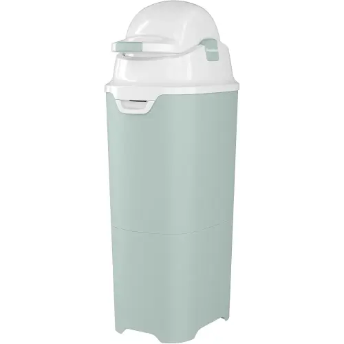 Foundations Tall Diaper Pail with Airtight Lid, Durable & Odorless Diaper Disposal, Large Capacity, Holds up to 60 Newborn Diapers, Refill with Any Bags, Green