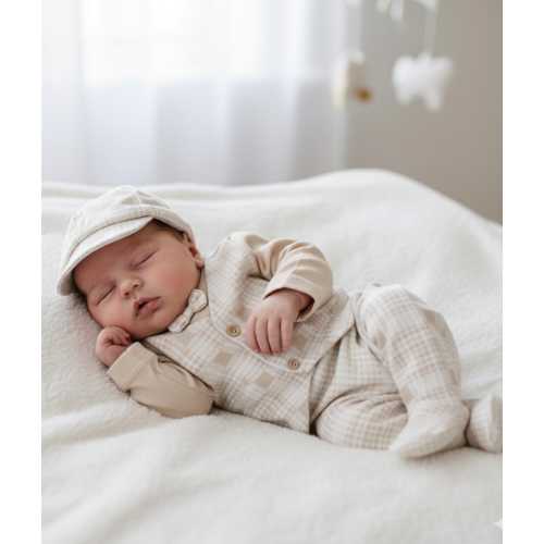 Baby Boy Blue Newborn Outfit Set 0-3M – Hat, Mittens, Bib, Top & Pants