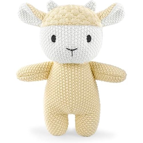 Cute Knitted Lamb Stuffed Animals, Baby Crochet Stuffed Animal and Soft Toys. Cute Small Animal Dolls, 10 inch Sheep Plush Toy, Soft Toys for Babies, Boys and Girls Birthday Christmas