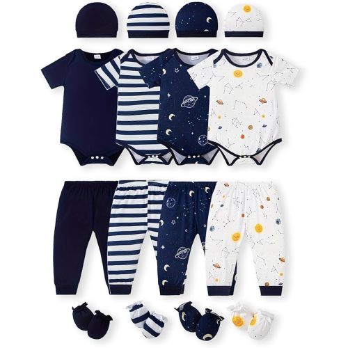 NZRVAWS Newborn Baby Boy Girl Clothes Unisex Preemie Infant Must Have Pants Set Outfits 0-18 Months 20 Pcs Essentials Gift