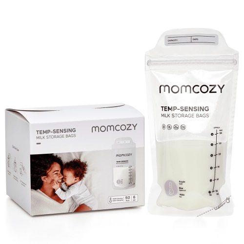 Momcozy Breastmilk Storage Bags 180ml with Temperature Sensing Discoloration 50 Count