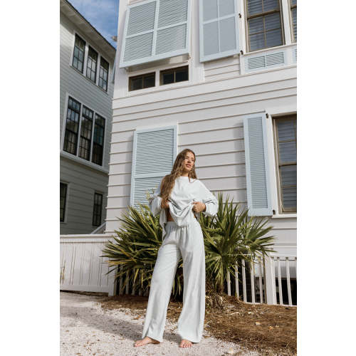 Campbell Striped Fleece Lounge Pants in Hamptons Blue