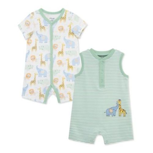 Baby Boys' Safari Short-Sleeve and Sleeveless Romper, 2-Pack 6M