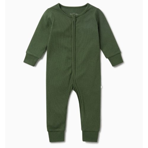 Ribbed Clever Zip Snug Fit Pajamas Ribbed Pine / 9 - 12 M