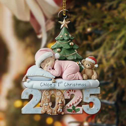 Baby’s First Christmas Ornament 2025: Custom Newborn Baby Keepsake, Holiday Baby Gift