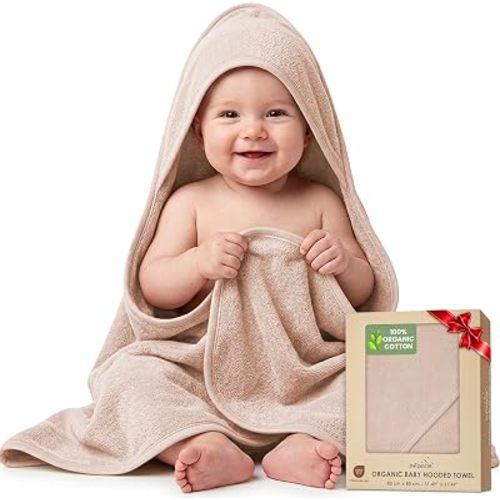 100% Organic Cotton Woven Hooded Baby Bath Towels Gift 31x31 inch