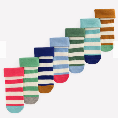 Boden 7-Pack Baby Socks-Stripes