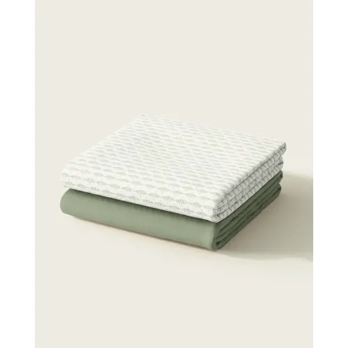 Stitched Spots Organic Crib Sheet Set