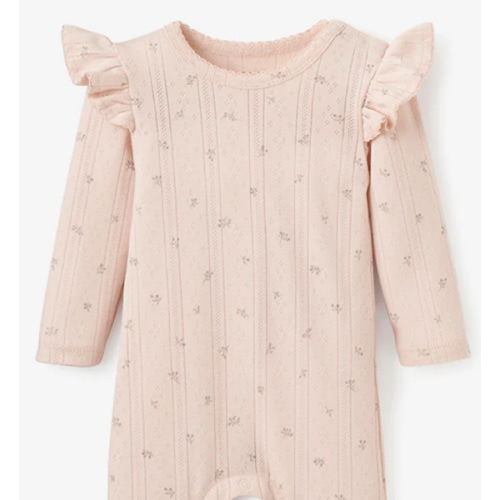 Blush Floral Organic Cotton Pointelle Baby Jumpsuit – Elegant Baby