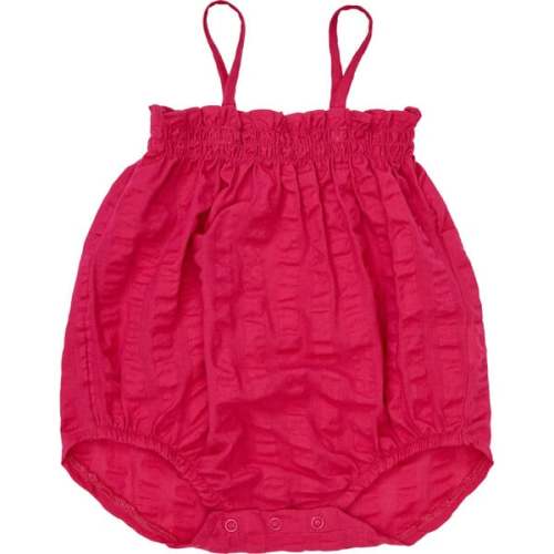 Tiburon Ruffled Smock Neck Strappy Romper, Beetroot Purple - Young Days | Maisonette