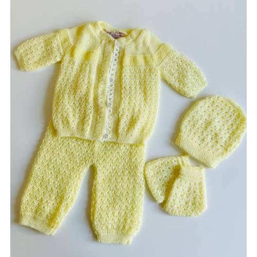 Handmade Crochet Newborn Outfit: 4-Piece Baby Set (0-3 Months)