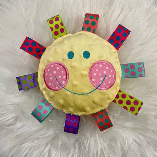 Happy Face Crinkle Baby Toy, Soft Minky Sensory Rattle
