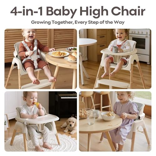 Mloong High Chair for Babies and Toddlers - Easy Clean 4-in-1 High Chair