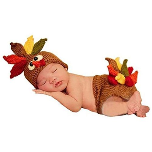 Baby Photography Prop Cute Turkey Knitted Crochet Costume Hat Caps Diaper