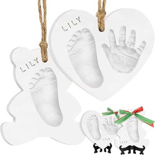 Baby Hand and Footprint Kit - Personalized Baby First Christmas Ornament, Newborn Footprint Ornament Keepsake, Easy DIY Dog Paw Print Kit, Newborn Christmas Gifts for Boys, Girls, New Mom (with Love)