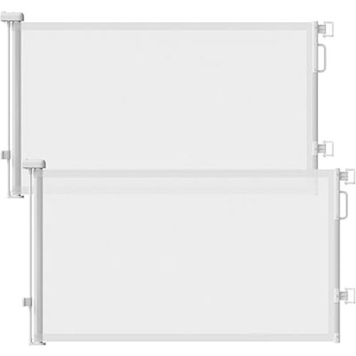 2Pack Retractable Baby Gates for Stairs, 58" Extra Wide Mesh Dog Gate for Doorways, Home Saftey Gate for Child Toddler Pet, Indoor and Outdoor Use, Easy Install, 34" Height, White