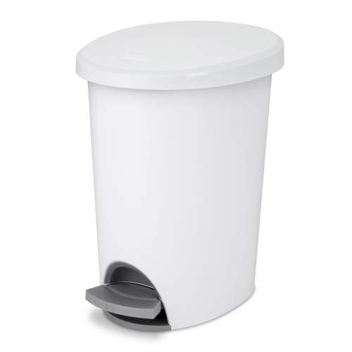 Sterilite Bathroom Trash Can, 2.6 Gallon Small Plastic Garbage Bucket Bin with Step Lid, White