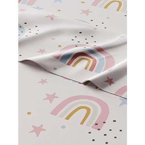 Kids Twin Size Rainbow Bed Sheets - 3 Piece Kids Rainbow Sheet Set - Star Theme Bedding - Ultra-Soft, Cute & Cozy - Breathable & Machine Washable - Colorful Bed Set for Boys, Girls, Teens & Toddlers