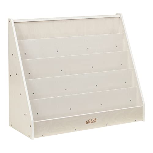 ECR4Kids Single-Sided Wooden Book Display, Montessori Furniture, White Wash