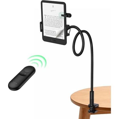Stouchi Gooseneck Kindle Holder with Remote Page Turner for Bed Reading